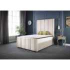 DS Living Milly Panel Luxury Velvet Upholstered Bed Frame Small Double 4ft Coconut Cream