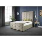 DS Living Milly Chevron Luxury Velvet Upholstered Bed Frame Small Double 4ft Soft Grey