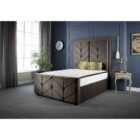 DS Living Milly Chevron Luxury Velvet Upholstered Bed Frame King 5ft Charcoal Grey