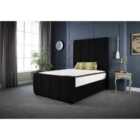 DS Living Milly Panel Luxury Velvet Upholstered Bed Frame Small Double 4ft Noir