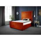 DS Living Lucinda Panel Luxury Velvet Upholstered Bed Frame Super King 6ft Burnt Orange