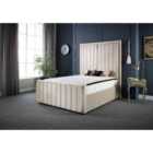DS Living Lucinda Panel Luxury Velvet Upholstered Bed Frame Small Double 4ft Coconut Cream