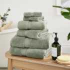 Set of 6 Sage Green Plush Cotton Towel Bale