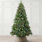 Cone and Berry Artificial Christmas Tree Snowy Snow Flocked With Stand 7ft