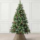 Cone and Berry Artificial Christmas Tree Snowy Snow Flocked With Stand 6ft