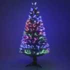 4FT Green Artificial Fibre Optic Christmas Tree - Xmas Tree with Color Changing Multicolor Fibre Optic and solid Metal Stand
