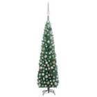 Berkfield Slim Artificial Christmas Tree with LEDs&Ball Set Green 180 cm