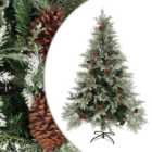 Berkfield Christmas Tree with Pine Cones Green and White 150 cm PVC&PE