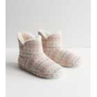 Cream Fair Isle Knit Slipper Boots