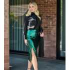 Finding Friday Dark Green Sequin Split Hem Midi Skirt