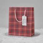 Morrisons Medium Gift Bag Red Tartan