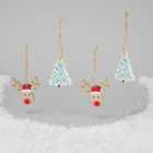 Morrisons Hanging Wooden Reindeer And Tree Christmas Decorations 8 per pack