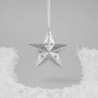 Morrisons Hanging Silver Metal Star Christmas Decoration