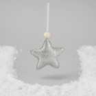 Morrisons Hanging Felt Silver Star Christmas Decoration