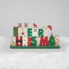 Morrisons Merry Christmas Standing Wooden Decoration
