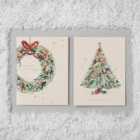 Morrisons Wreath And Tree Duo Christmas Cards 10 per pack