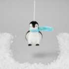 Morrisons Hanging Flocked Penguin With Scarf Christmas Decoration