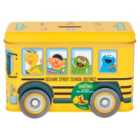 Sesame Street Character Bus Money Box Tin And Chocolate Coins 6 per pack