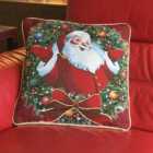 Santa & Wreath 18" Christmas Cushion