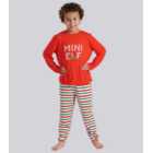 Loungeable Kids Red Trouser Pyjama Set with Mini Elf Logo