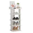 Living and Home 5 Tier White Wooden Open Shoe Rack