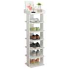 Living and Home 7 Tier White Wooden Open Shoe Rack