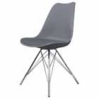 Fusion Living Soho Plastic Dining Chair With Chrome Metal Legs Dark Grey