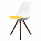 Fusion Living Soho Plastic Dining Chair With Pyramid Dark Wood Legs White & Yellow