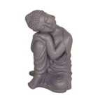 Solstice Sculptures BUDDHA Crouching 37cm Grey Shimmer