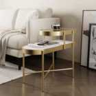 Noelle Sofa Side Table, Gold and Marble Effect