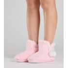 Loungeable Pink Fluffy Slipper Boots