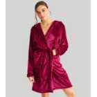 Loungeable Deep Pink Fleece Hooded Dressing Gown