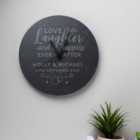 Personalised Love Laughter Slate Wall Clock