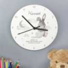Personalised Baby Bunny White Wooden Wall Clock