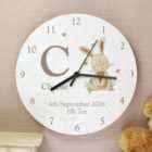 Personalised Hessian Rabbit Shabby Chic Large Wooden Wall Clock