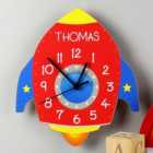 Personalised Space Rocket Shape Wooden Wall Clock