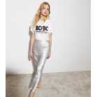 Silver Satin Maxi Skirt