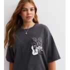 Girls Dark Grey Cotton Western Era Logo Oversized T-Shirt