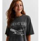 Girls Dark Grey Cotton Colorado Eagle Logo T-Shirt