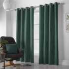 Velvet Chenille Eyelet Ring Top Curtains Green 142cm x 229cm