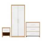 Seconique Seville Bedroom Set - White Gloss/Light Oak Effect Veneer