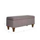 Chelsea Storage Ottoman Bench - Grey/Brass Upholstered With Flip Lid