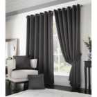 Adiso Eyelet Ring Top Curtains 229cm x 274cm Charcoal