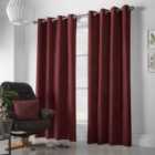 Velvet Chenille Eyelet Ring Top Curtains Red 142cm x 183cm