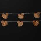 10 Warm white Wooden Squirrel LED String lights with 1.65m Clear cable
