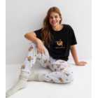 Girls Black Jogger Pyjama Set with Merry Sloth-Mas Logo