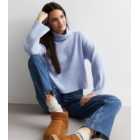 Urban Bliss Pale Blue Ribbed Knit Roll Neck Crop Jumper