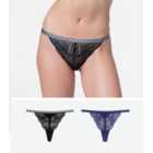 Dorina 2 Pack Black and Blue Lace Thongs
