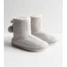 Grey Knit Slipper Boots