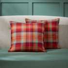 Dorma Brushed Cotton Maison Red Checked Continental Pillowcase Pair
